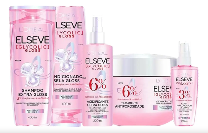 Kit Elseve Glycolic (Shp 400ml + cond 400ml + acidif 200ml + másc + leav in)